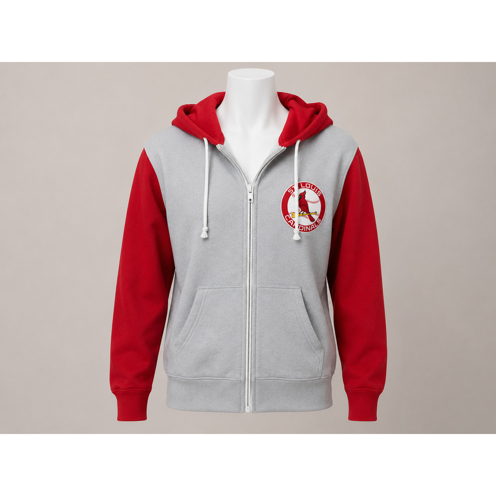 St Louis Cardinals Red Gray Zip Up Hoodie Fleece Lined MLB Fan Gear XL